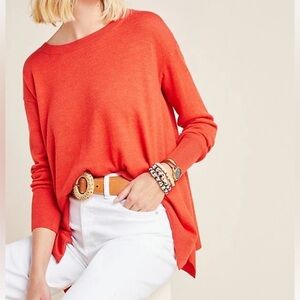 ANTHROPOLOGIE Gale Merino Red Handkerchief Cut Sweater
